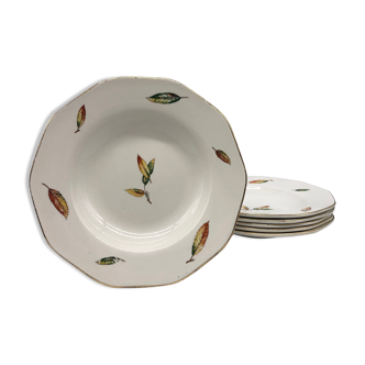 Set of 6 hollow plates "Digoin Sarreguemines / Nemours model"