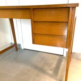 1950s modernist oak desk with compass legs