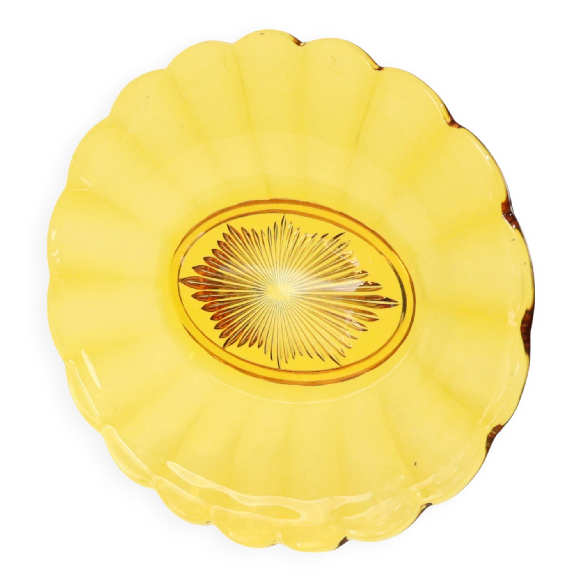 Val Saint Lambert Fruit bowl Amber Luxval Art Deco 1935