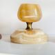 Trio of vintage wood and onyx candle holders