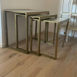 3 nesting tables art deco gilded Jacques Adnet