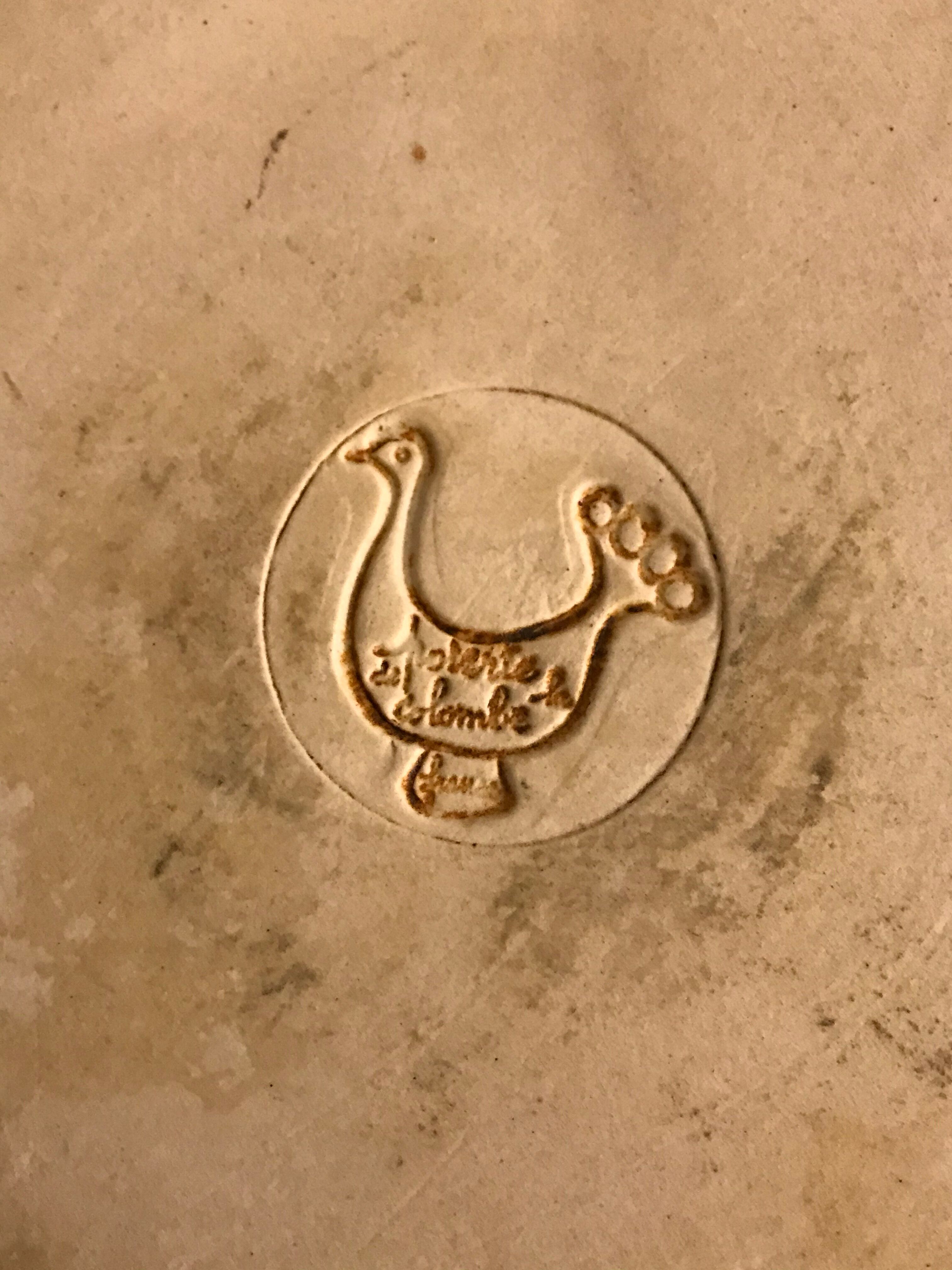 Saladier or serving dish in enamelled sandstone La Poterie de la Colombe