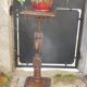 Wooden saddle with statuette, Breton figure, ancient and chiseled, Henri II style