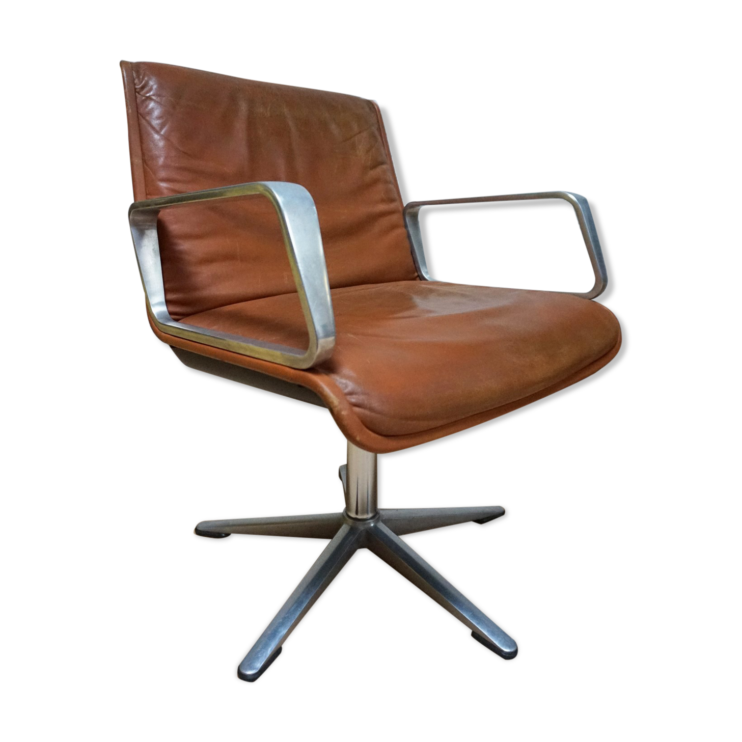 Cognac leather armchair by Delta 2000 for Wilkhahn, Germany, 1960s