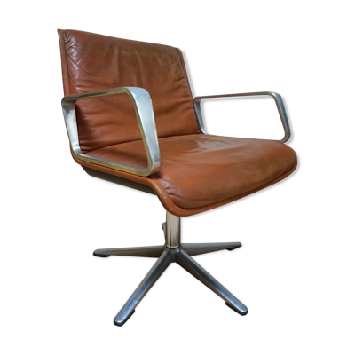 Fauteuil en cuir cognac par Delta 2000 pour Wilkhahn, Allemagne, années 1960.