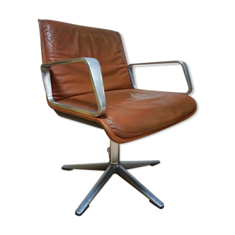 Fauteuil en cuir cognac par Delta 2000 pour Wilkhahn, Allemagne années 1960