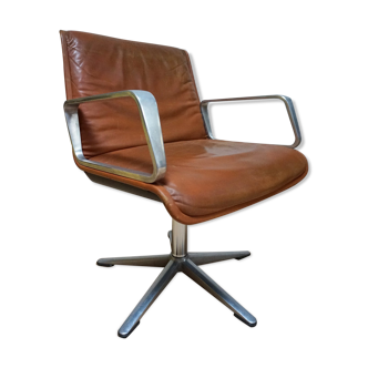 Cognac leather armchair by Delta 2000 for Wilkhahn, Germany 1960s