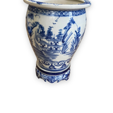 Cache pot vietnamien en porcelaine blanche et bleue