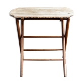Folding serving table, turned wood
