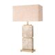 Paire de lampes de table en travertin et laiton patiné, parfaites pour les intérieurs contemporains.