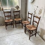 Set of rustic Provençal mulched chairs