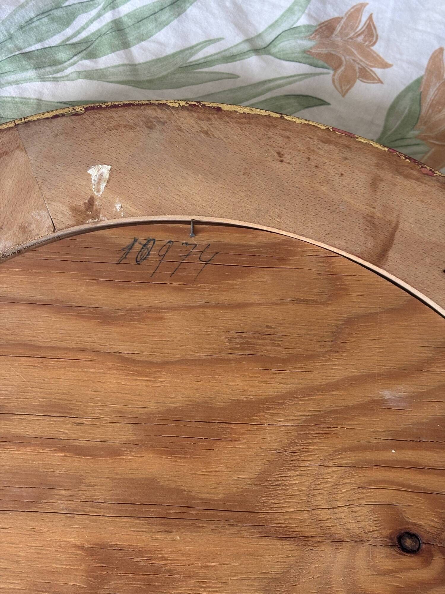 Vintage 1970s sun mirror witch's eye wood and gold - 42 cm