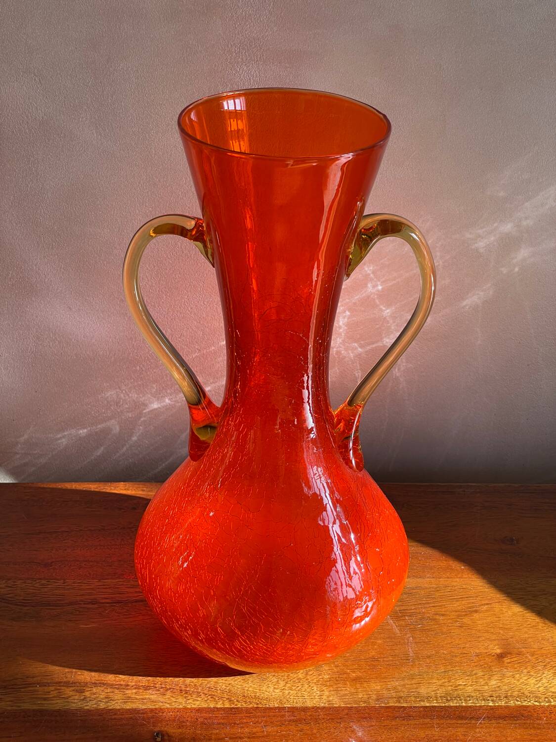 Crackled glass vase