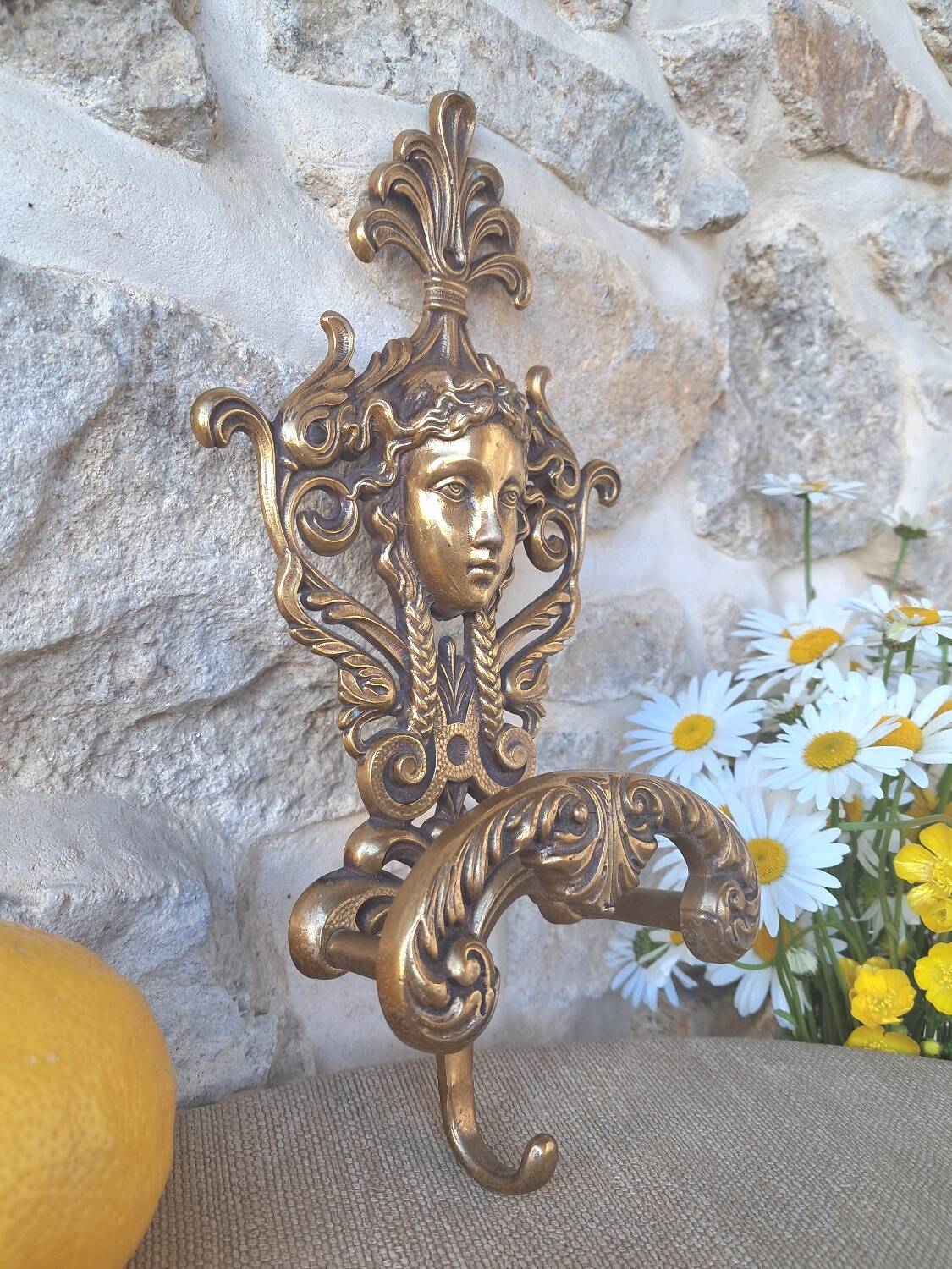 Antique brass coat hook