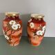 Paire de vases anciens, motif papillons et fleurs