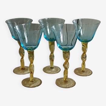 5 Grands verres , achetés à Murano en 1992
