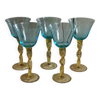 5 Grands verres , achetés à Murano en 1992