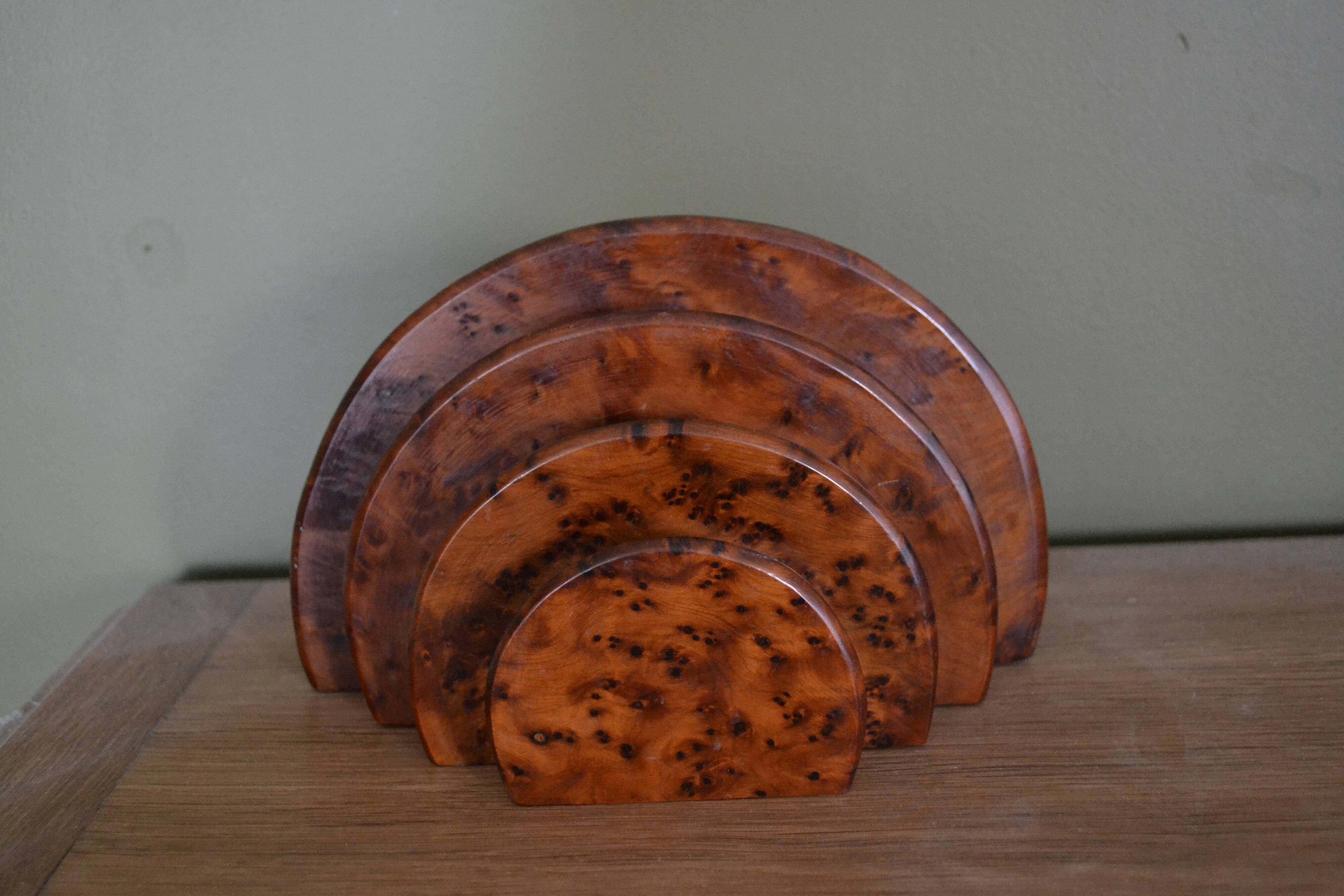 Art deco mail rack in elm magnifying glass