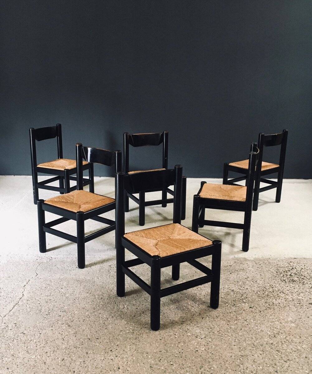 Mid-Century Modern Carimate Dining Chairs, Italy, 1970s, Set of 6
