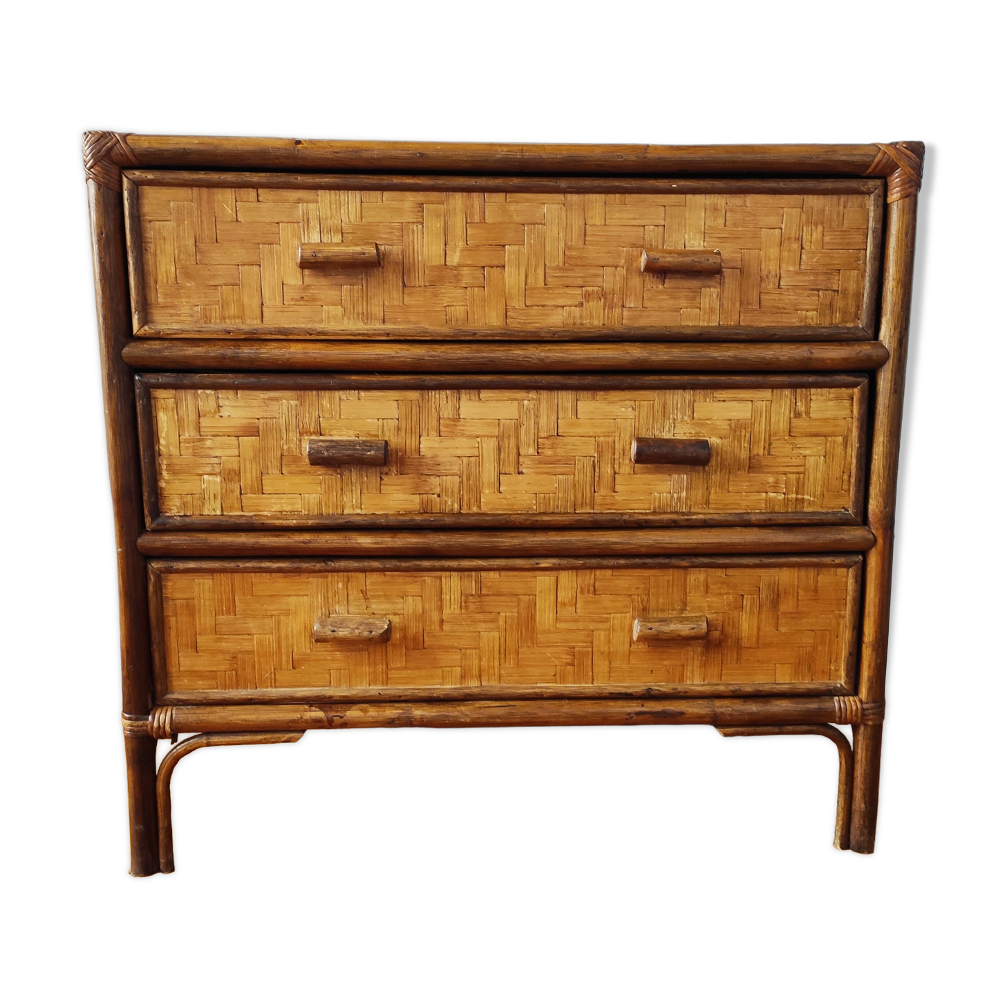 Commode vintage en rotin