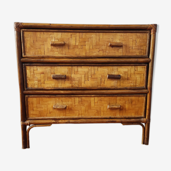 Vintage rattan chest of drawers