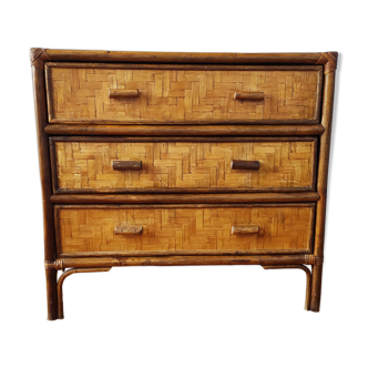 Vintage rattan chest of drawers