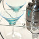 Complete vintage cocktail service – shaker, jigger, and 4 martini glasses.