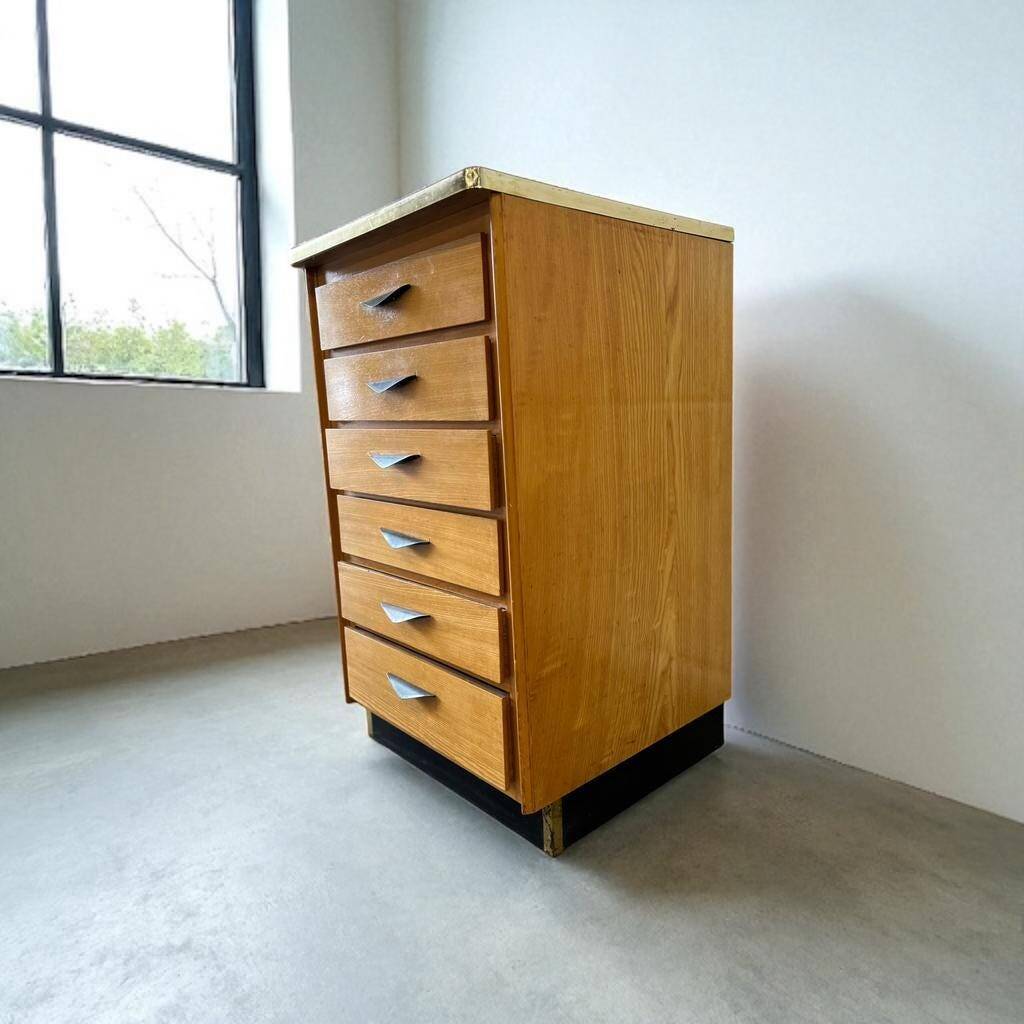 Vintage wooden mini chest of drawers with formica top