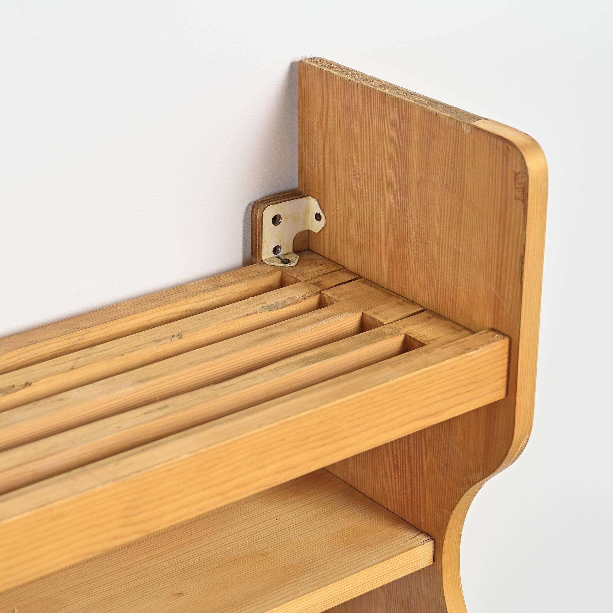 Pine wall-mounted sideboard, Les Arcs 1800, circa 1970