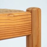 2 vintage chairs in pinewood with braided seat, 1970s