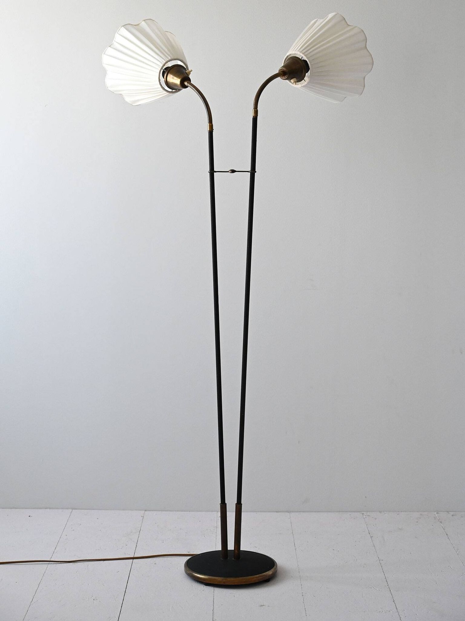 Lampadaire 2 feux en métal noir