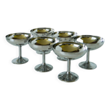 Set of 6 large stainless steel bowls, Tall, Design, 1970, 10 x 10 cm