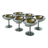 Lot de 6 grandes coupes en inox, Hautes, Design, 1970, 10 X 10 cm