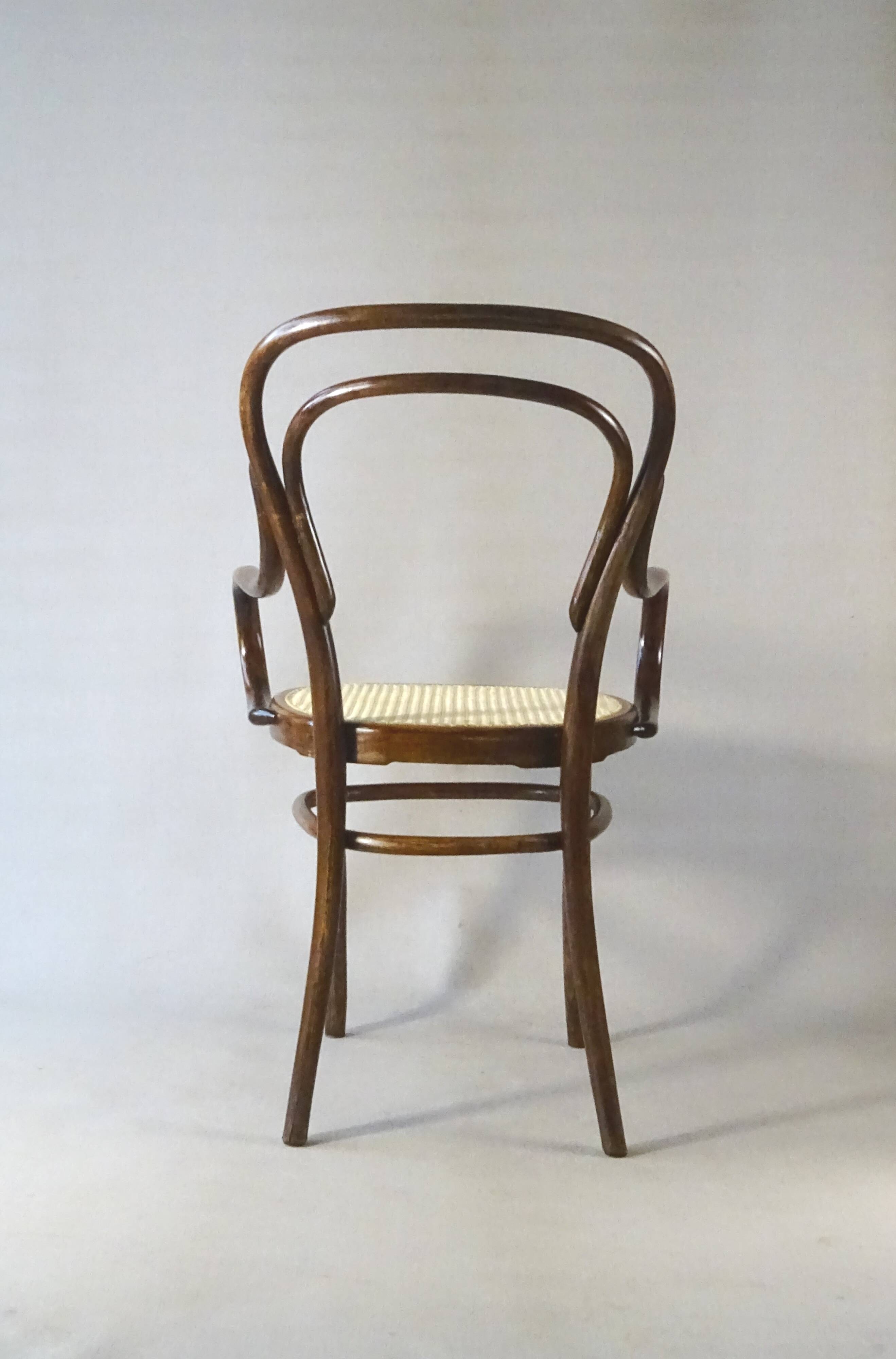 Cane bistro armchair N°14, by Hofmann 1895, Art Nouveau.