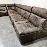 Vintage modular leather sofa by Rolf Benz 1970s