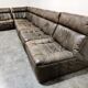 Vintage modular leather sofa by Rolf Benz 1970s