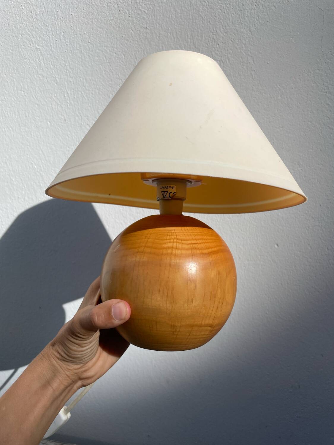 Turned wooden ball bedside lamp 1990