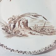 Dish in Earthenware of Creil and Montereau model Marine, iron earth, compotier