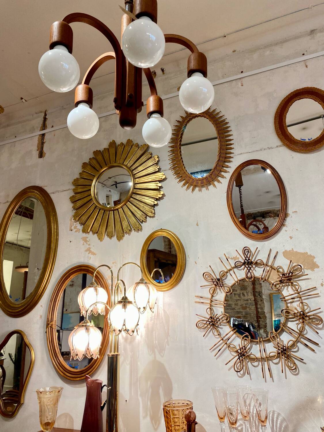 Rattan sun mirror 1950s/1960s