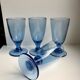 Set of 4 20s blue molded glass foot glasses