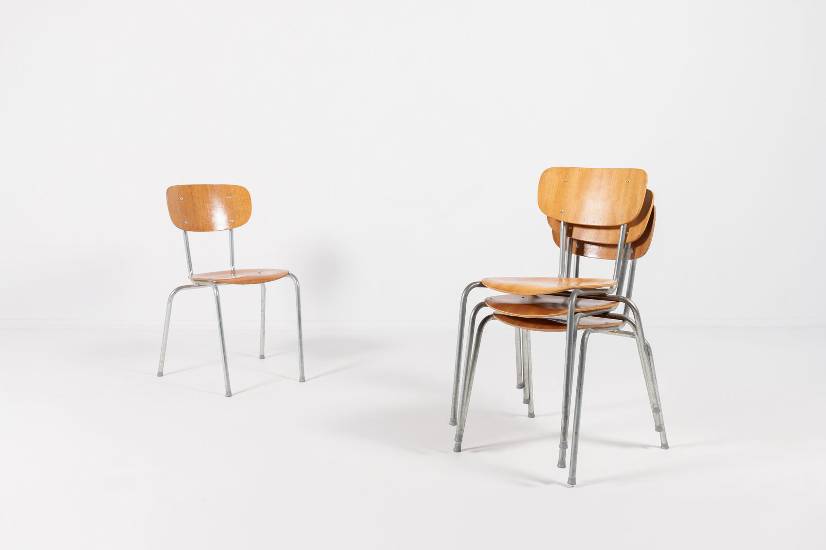 Set of 4 Danish school chairs from the 1960s