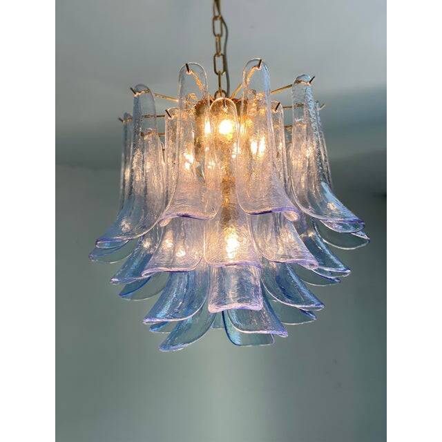 Contemporary blue “selle” murano glass chandelier