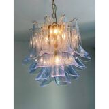 Contemporary blue “selle” murano glass chandelier