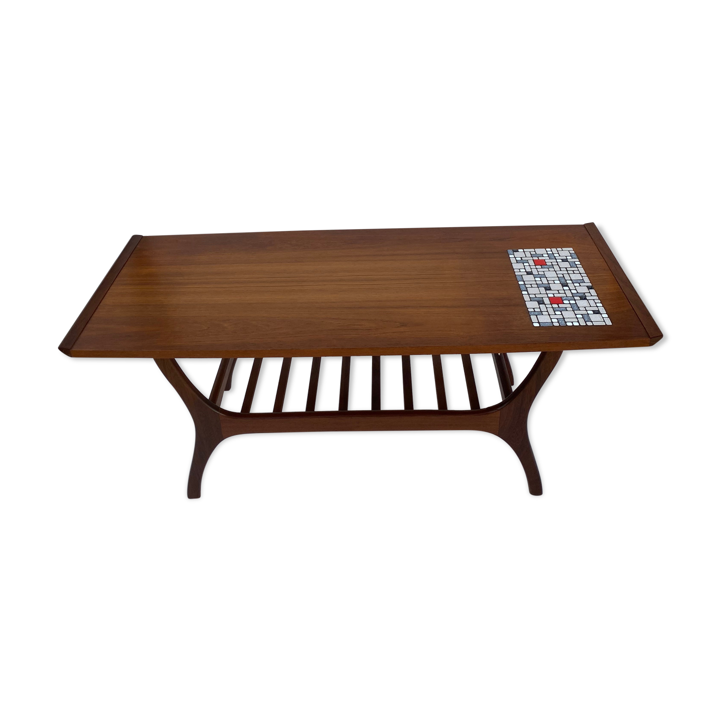 Louis Van Teeffelen Teak and Mosaic Tile Salon Table