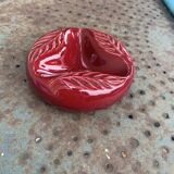 Verceram France Burgundy Red Slip Glazed Ceramic Ashtray