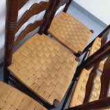 Set of 6 vintage Arts & Crafts chairs in Antonio Calligaris style in rope oak wood from the 50s