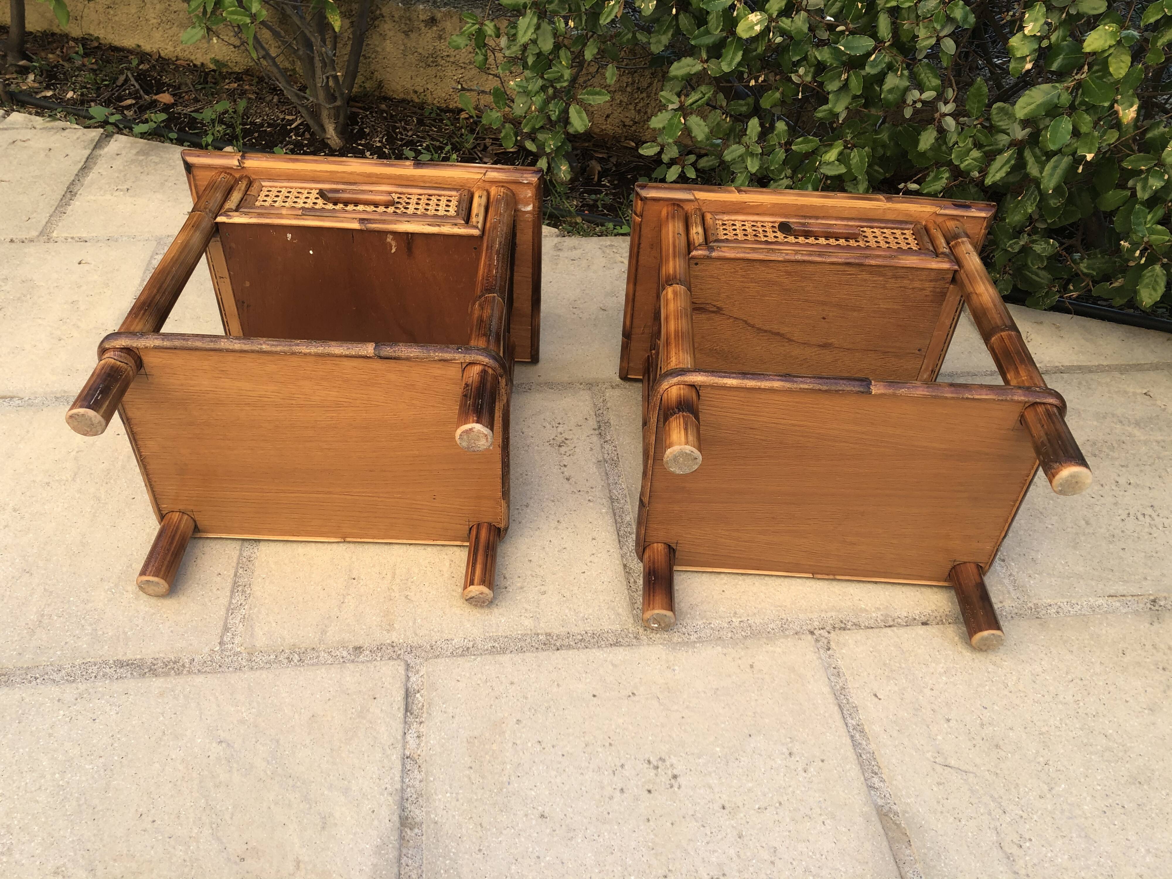 Pair of bedsides wood and canning