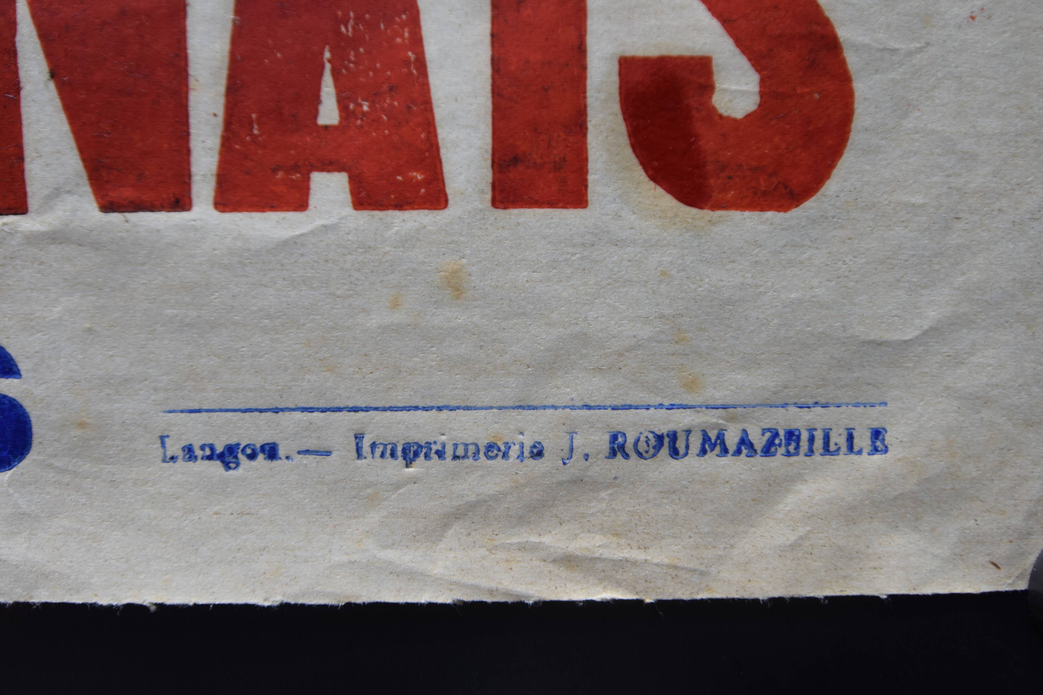 "Rugby Match" poster - City of Langon - 1930s