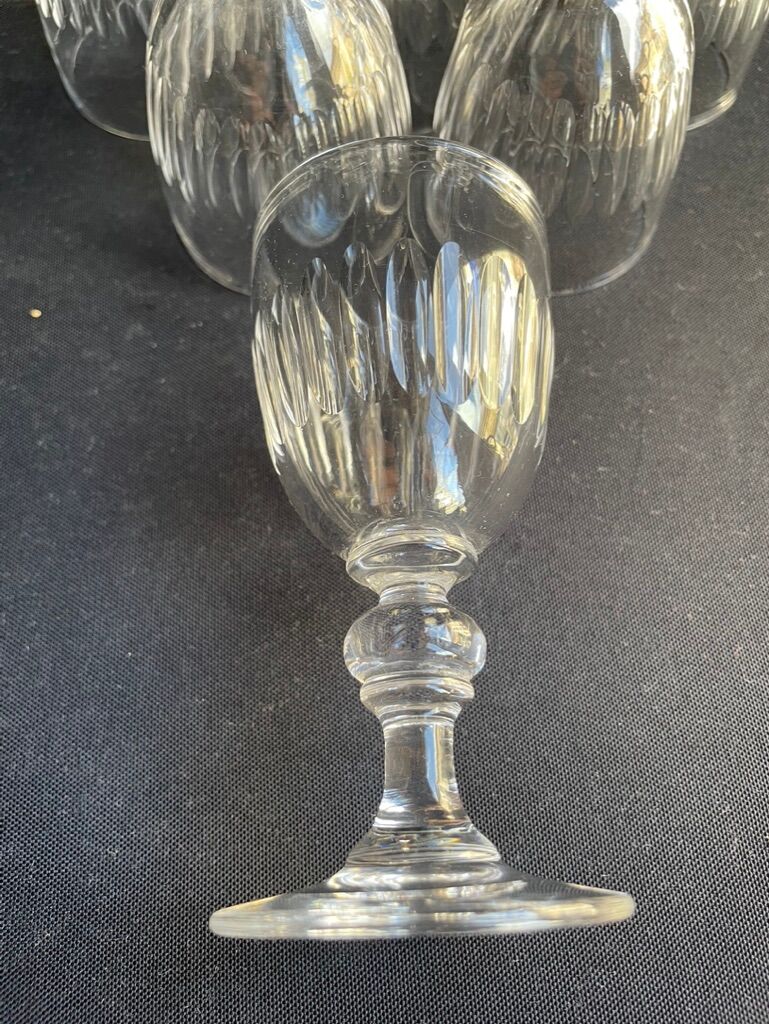 Decanter and 6 cut crystal porto glasses XIXth