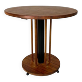 Vintage teak table with 6 narrow and 1 wide style, 1980s.